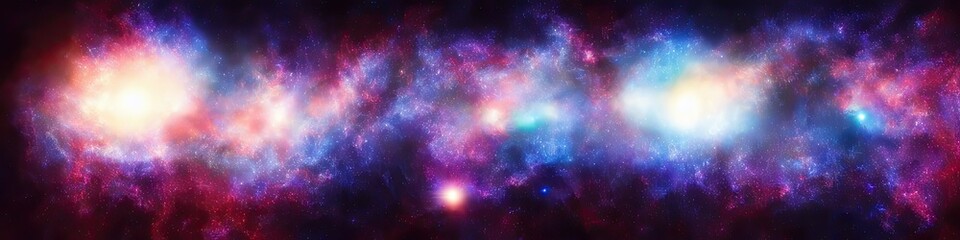 Naklejka premium panoramic image of outer space - the universe and galaxy scene created by generative AI