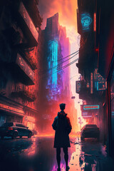 Neon Nightscape, bustling cyberpunk metropolis alive with activity, soaring skyscrapers and holographic billboards. A high-tech city creating a surreal, otherworldly atmosphere, concept art,