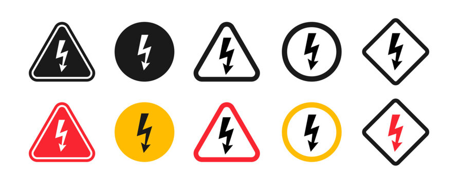 High voltage icon, danger symbol icon