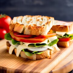 A delicious stacked club sandwich. 
