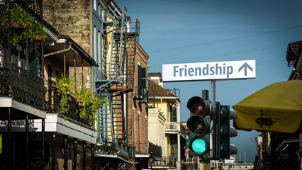 Fototapeta premium Street Sign to Friendship