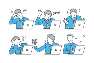 Employee at work expression illustration icon