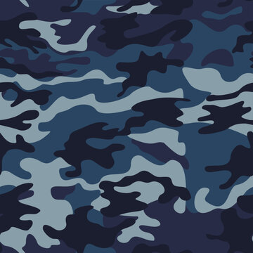 
Army blue camo texture, vector template, military design. Ornament