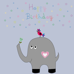 Felicitación de cumpleaños con elefante.