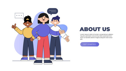 About us landing page. Vector website template
