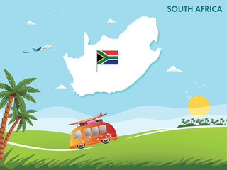 South Africa map with travel and tourism theme vector illustration design