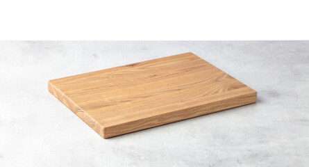 Cutting board on a grey stone table.