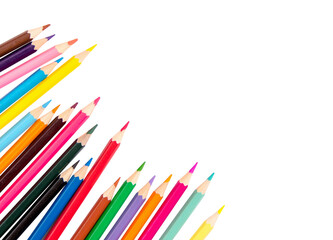 Color Pencils on a White Background, copy space