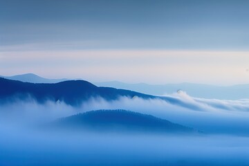 A blue mountain painting, a beautiful landscape hand painting in generative ai image design