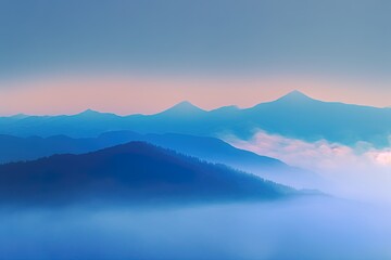 A blue mountain painting, a beautiful landscape hand painting in generative ai image design