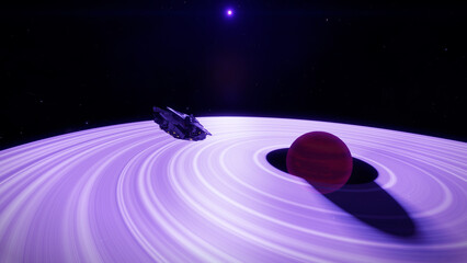 nave espacial acercándose a un planeta  © idosuves