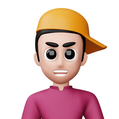 Cute cartoon man, happy people, 3d rendering