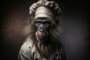 Portrait of a Baboon as a chef, generative ai