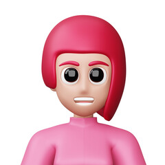 Cute cartoon woman, happy people, 3d rendering