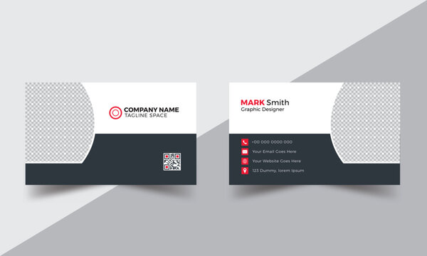 Modern & minimal business card with photo, simple clean design template, vector design, professional business card template, visiting card template. double sided business card design template