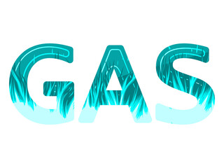 gas flames text. . Blue gas or burn light glow. Vector illustration.