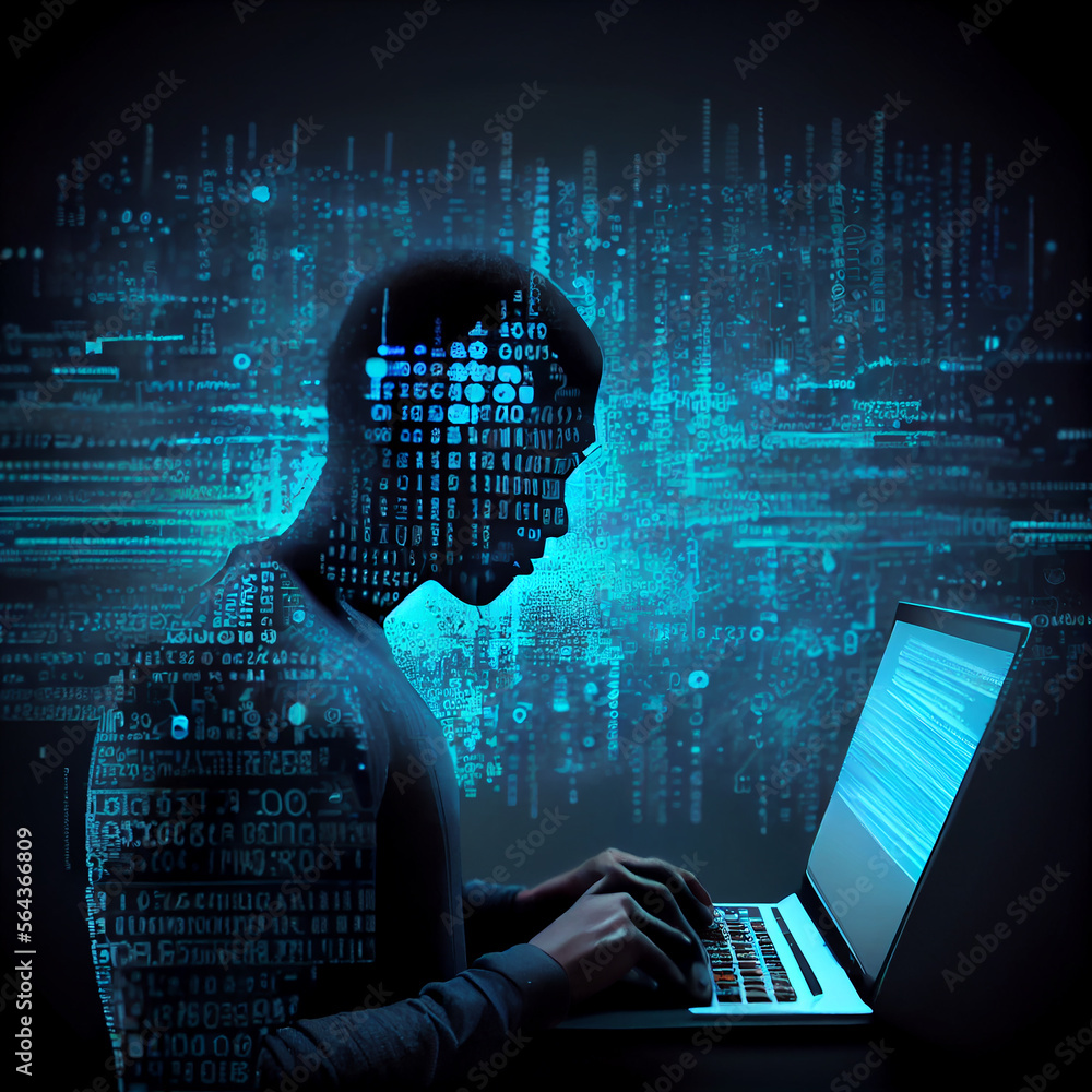 Aufkleber data management digital technology software development. illustration generative ai