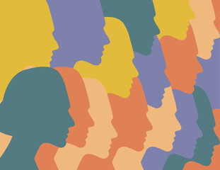 People face silhouette person female profile avatar vector icon in a glyph pictogram illustration