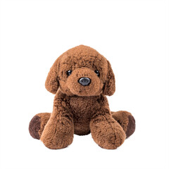 children's toy brown dog, isolated on a white background.