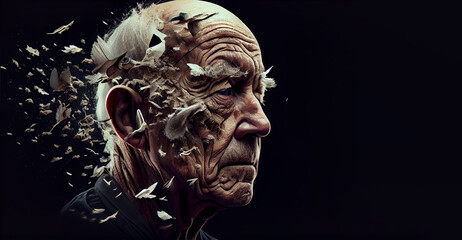 Concept of mental or neurological disease at old age - obrazy, fototapety, plakaty