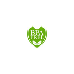 Green simple BPA free shield logo isolated on white background