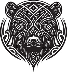 Vector illustration of bear head with ornament