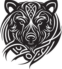 Vector illustration of bear head with ornament
