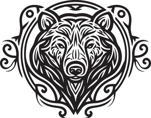 Vector illustration of bear head with ornament