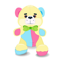 Bear. Cartoon character. Toy for children. On a white background. Collage can be used to design websites and interiors, postcards, greetings, stickers, fairy tales. Vector. Graphics. 