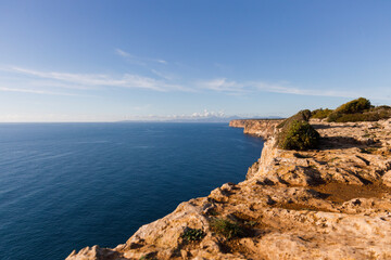 Fototapeta na wymiar Landscape view from the coast of Mallorca. Cliffs in Mallorca