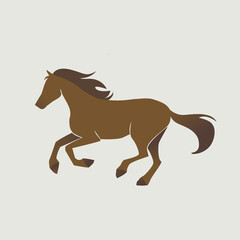 horse running illustration vector.galloping horse silhouette. brown horse in motion.
