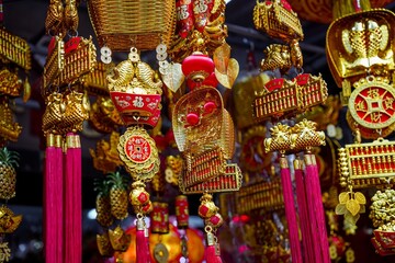 Chinatown and Chinese New year Decoration, many types of decoration
The word is said as 