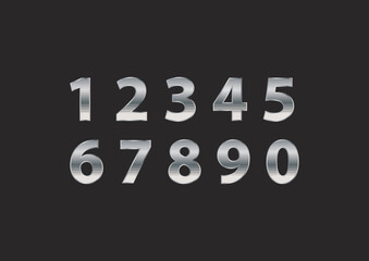 silver numbers zero to nine. numbers to use in events, ceremonies, counts, business, displays. chrome texture vector.