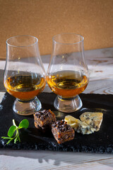 Scotch single malt and blended whisky tasting on distillery in Scotland close up