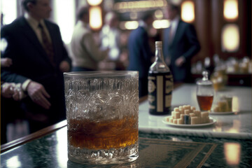 Fototapeta na wymiar Glass of whiskey on the bar