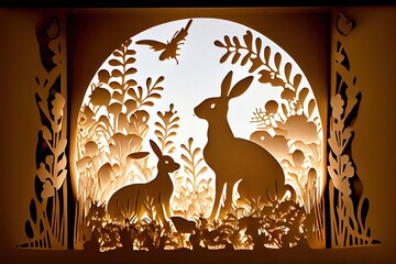 Bunny/rabbit easter paper cutout 