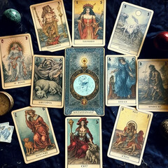 Tarot cards and astrology. Generative AI.