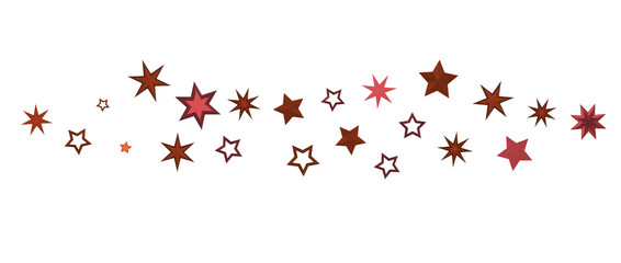 Banner with golden decoration. Festive border with falling glitter dust and stars.
