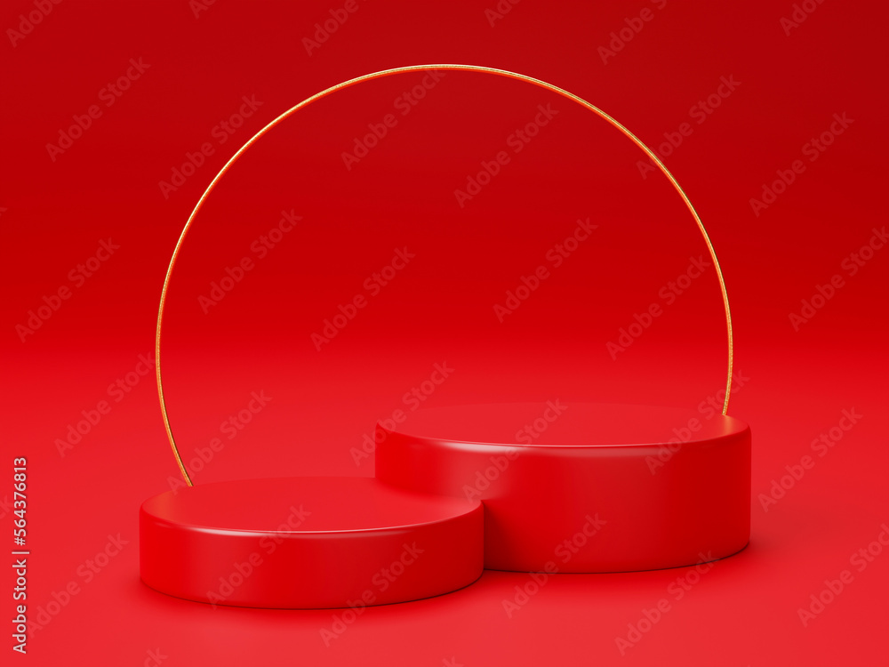Poster red podium product display 3d render
