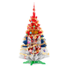 Serbian flag painted on the Christmas tree, 3D rendering