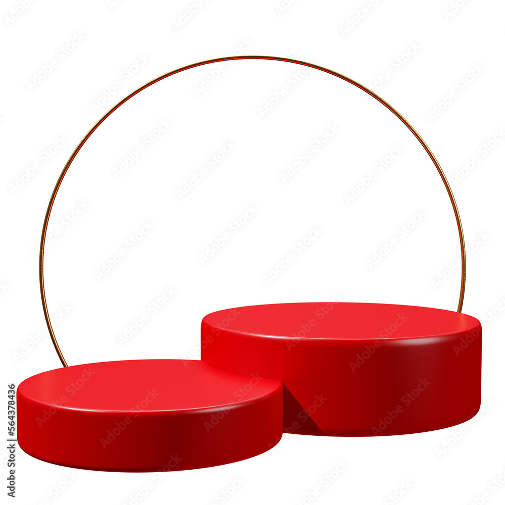Poster red podium product display 3d render