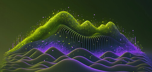 3d wave with lighting. Colorful sound waves banner concept