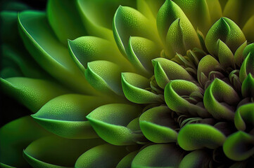 Fototapeta premium Extreme Closeup of Gorgeous Green Succulent Flower Petals Textured for graphic design and backgrounds