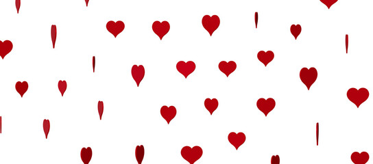 realistic isolated heart confetti on the transparent background for decoration and covering. Concept of Happy Valentine's Day,