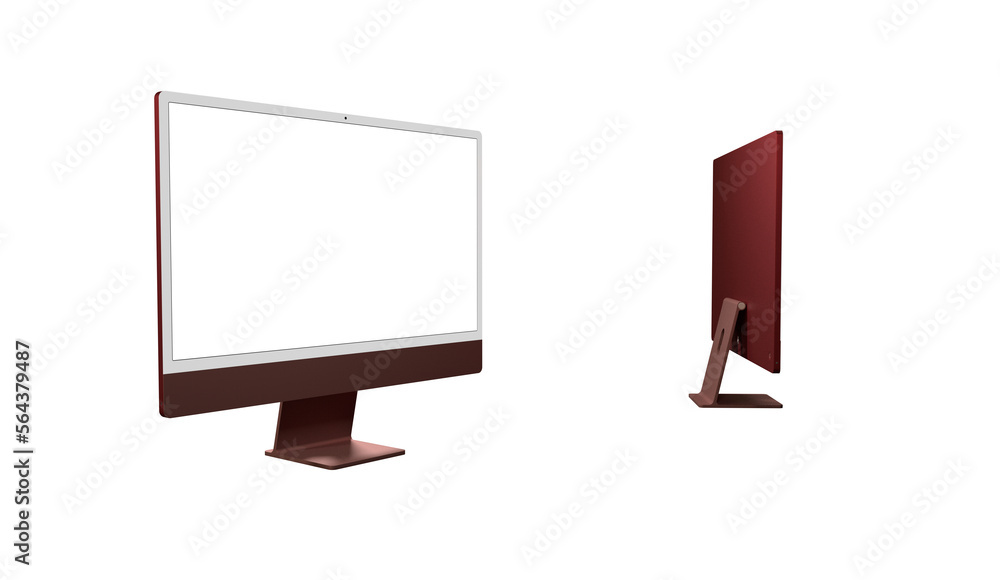 Poster computer display with blank white screen 3d modern