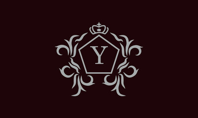 Elegant floral monogram design template for one or two letters such as Y. Business sign, identity monogram for restaurant, boutique, hotel, heraldry, jewelry.