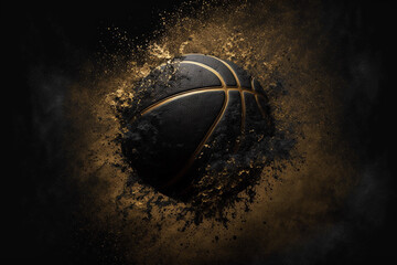 Black gold basketball. AI generation