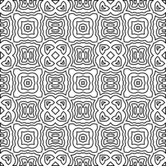 Stylish texture with figures from lines.
Abstract geometric black and white pattern for web page, textures, card, poster, fabric, textile. Monochrome graphic repeating design.