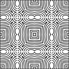 Stylish texture with figures from lines.
Abstract geometric black and white pattern for web page, textures, card, poster, fabric, textile. Monochrome graphic repeating design.