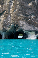 Beautiful view of a marble rock. Marble cathedrals Chile.
